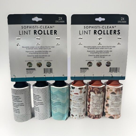 (6-Pack) SOPHISTI-CLEAN Fabric Furniture LINT ROLLER Pet Hair Fur Remover 720ct - Picture 2 of 2